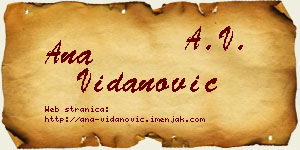 Ana Vidanović vizit kartica
